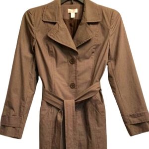 Ann Taylor LOFT Small Checkered Print Trench Jacket Womans Size Small